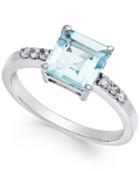 Aquamarine (1-1/2 C.t. T.w.) And Diamond Accent Ring In 14k White Gold