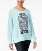 Rampage Juniors' It's Owl Good Oversized Graphic Sweatshirt