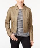 Collection B Juniors' Weathered Faux-leather Zipper-front Jacket