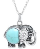 Manufactured Turquoise Elephant Necklace In Sterling Silver