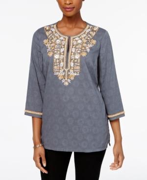 Charter Club Cotton Embellished Tunic, Created For Macy's