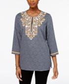Charter Club Cotton Embellished Tunic, Created For Macy's