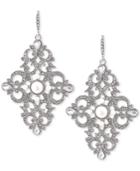 Carolee Silver-tone Imitation Pearl Crystal Chandelier Earrings