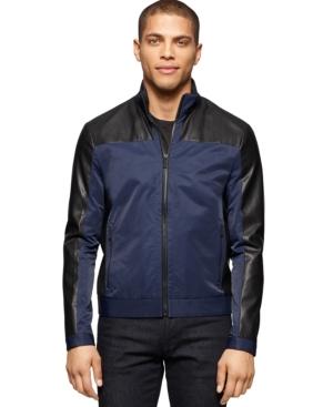 Calvin Klein Faux Leather Mixed Media Jacket