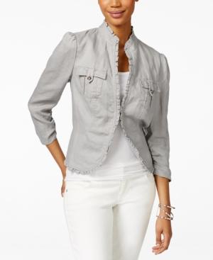 Inc International Concepts Ruffle-trim Linen Jacket, Only At Macy's