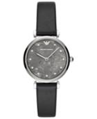 Emporio Armani Women's Black Leather Strap Watch 32mm
