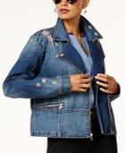 Anna Sui Loves Inc International Concepts Embellished Denim Moto Jacket, Created For Macy's