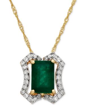Emerald (1 Ct. T.w.) & Diamond (1/8 Ct. T.w.) Pendant Necklace In 14k Gold