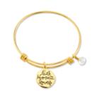 Unwritten Yellow Gold Tone Faith Hope Love Crystal Cross Charm Bangle Bracelet, 8 Length, 2.25 Diameter
