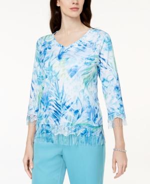 Alfred Dunner Bonita Springs Fringe-trim Sweater