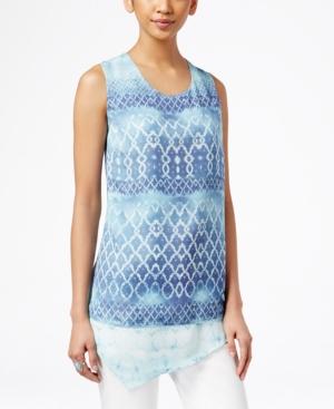 Style & Co. Printed Asymmetrical-hem Top, Only At Macy's