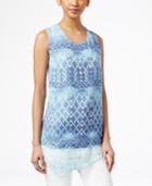 Style & Co. Printed Asymmetrical-hem Top, Only At Macy's