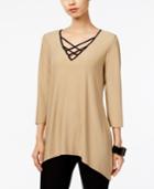 Ny Collection Asymmetrical Lace-up Top