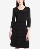 Calvin Klein Perforated-sleeve Fit & Flare Dress