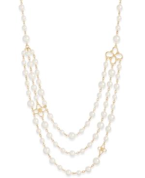 Charter Club Gold-tone Imitation Pearl Three-row Necklace, Only At Macy's