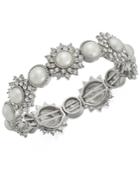 Charter Club Silver-tone Crystal & Imitation Pearl Stretch Bracelet, Created For Macy's