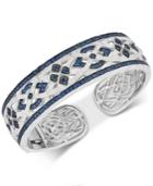 Sapphire (3-1/8 Ct. T.w.) & Diamond (1/10 Ct. T.w.) Bangle Bracelet In Sterling Silver