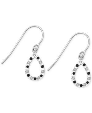 Black And White Diamond Accent Teardrop Earrings In Sterling Silver