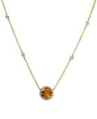 Citrine (2 Ct. T.w.) And Diamond (1/5 Ct. T.w.) Pendant Necklace In 14k Gold And White Rhodium