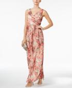Sl Fashions Metallic Printed Surplice Maxi Dress