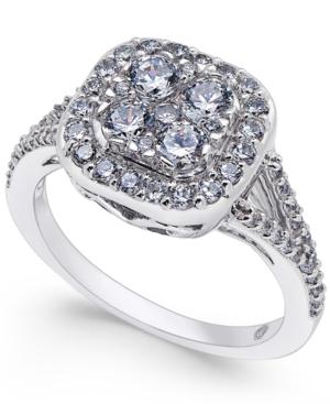 Diamond Cluster Engagement Ring (1 Ct. T.w.) In 14k White Gold