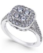 Diamond Cluster Engagement Ring (1 Ct. T.w.) In 14k White Gold