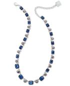 Anne Klein Silver-tone Blue Stone And Crystal Necklace