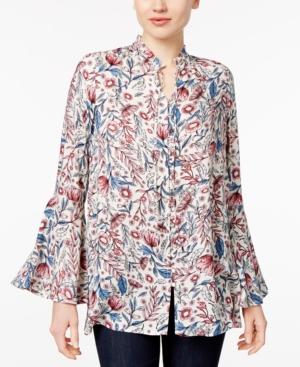 Style & Co Floral-print Bell-sleeve Blouse, Only At Macy's