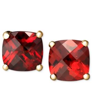 14k Gold Earrings, Garnet Cushion Studs (2-1/4 Ct. T.w.)