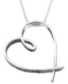 Inspirational Sterling Silver Pendant, Open Heart Happy Touch
