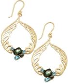 Sis By Simone I Smith 18k Gold Over Sterling Silver Earrings, Abalone And Blue Crystal Angel Wing Drop Earrings