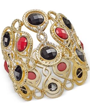 Inc International Concepts Gold-tone Red Stone Figure 8 Stretch Bracelet, Only At Macy's