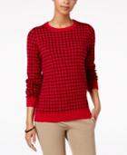 Charter Club Crew-neck Windowpane-print Sweater, Created For Macy's