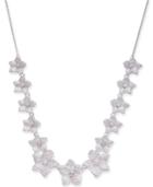 Kate Spade New York Silver-tone Pave Flower Collar Necklace, 17 + 3 Extender