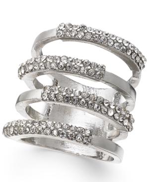 Inc International Concepts Silver-tone Four Open Row Pave Ring, Only At Macy's