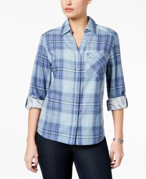 Style & Co Cotton Plaid Utility Shirt, Created For Macy's