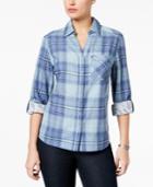 Style & Co Cotton Plaid Utility Shirt, Created For Macy's