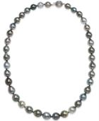 Tahitian Multicolor Pearl (8-10mm) Strand Necklace In 14k White Gold