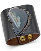 Inc International Concepts Semi-precious & Faux-leather Cuff Bracelet, Only At Macy's