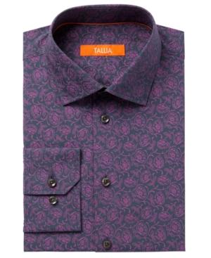 Tallia Men's Fitted Rust Floral Dress Shirt
