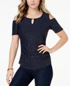 Tommy Hilfiger Printed Cold-shoulder Keyhole Top, Created For Macy's