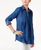 Style & Co Denim Roll-tab Shirt, Only At Macy's