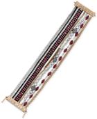Lucky Brand Two-tone Crystal, Red Stone And Leather Flex Bracelet