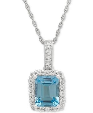 Blue Topaz (2-3/4 Ct. T.w.) & White Topaz (5/8 Ct. T.w.) Pendant Necklace In Sterling Silver