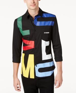 Love Moschino Men's Slim-fit Colored Letters Shirt