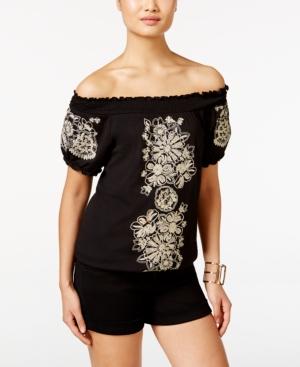 Inc International Concepts Embroidered Off-the-shoulder Peasant Top, Only At Macy's