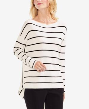 Vince Camuto Cotton Striped Asymmetrical-hem Sweater