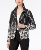 Alfani Printed Faux-leather Moto Jacket, Created For Macy's