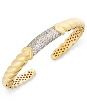 Diamond Pave Bar Twist Cuff Bracelet (7/8 Ct. T.w.) In 14k Gold-plated Sterling Silver