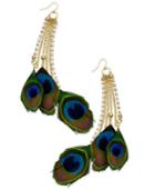 Thalia Sodi Gold-tone Peacock Feather Drop Earrings, Only At Macy's
